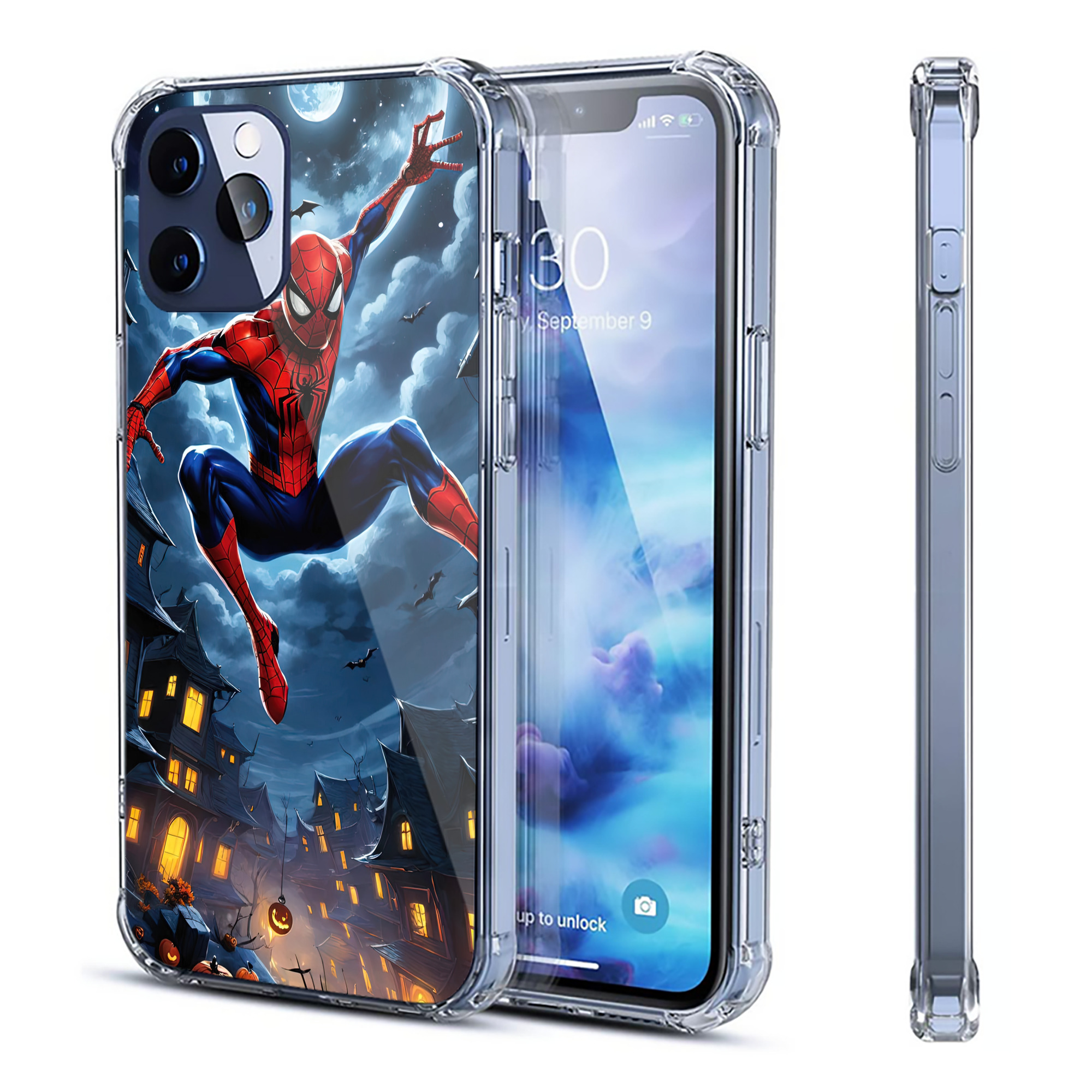（画像用） Spider Man スパイダーマン 【iPhone 12シリーズ対応】透明スマホケース（クリアソフトケース）